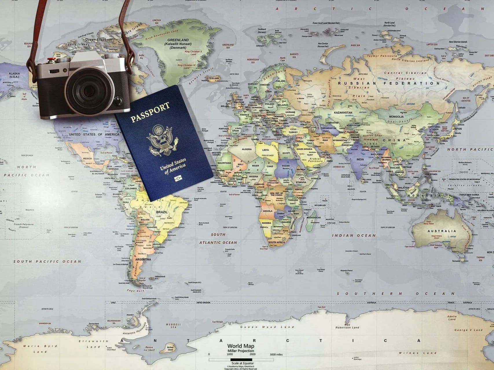 Passport and world map — Mauritius residency permits